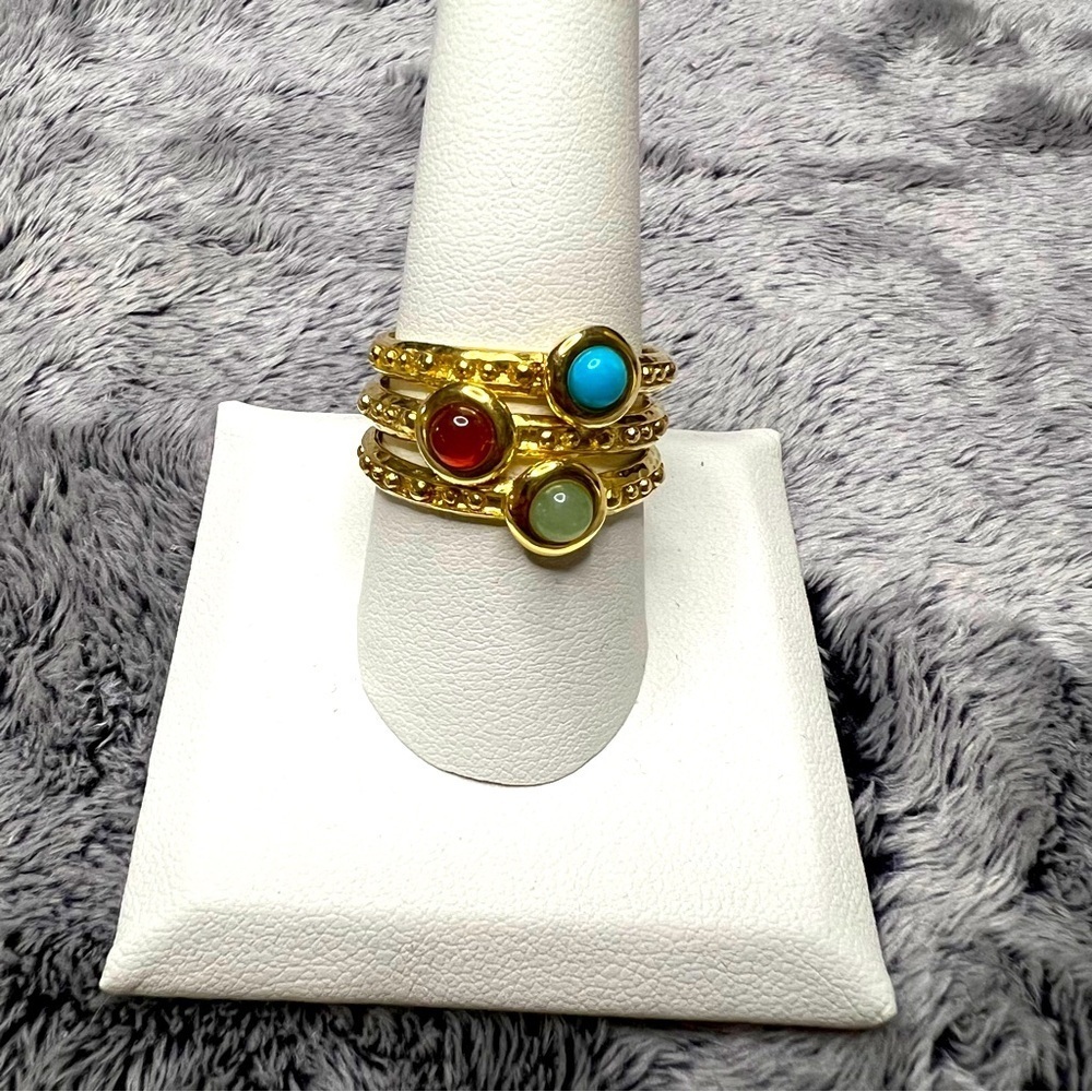 Sterling Silver Gold Plated Italy Etrusca Stack Rings Set of 3 Size 10 NWOT